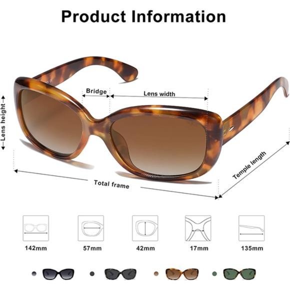 2 Pack Vintage Square Sunglasses for Women Polarized UV Protection Havana Frame - Picture 3 of 6